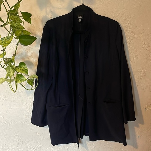 Eileen Fisher Blue Blazer Jacket - Picture 1 of 7